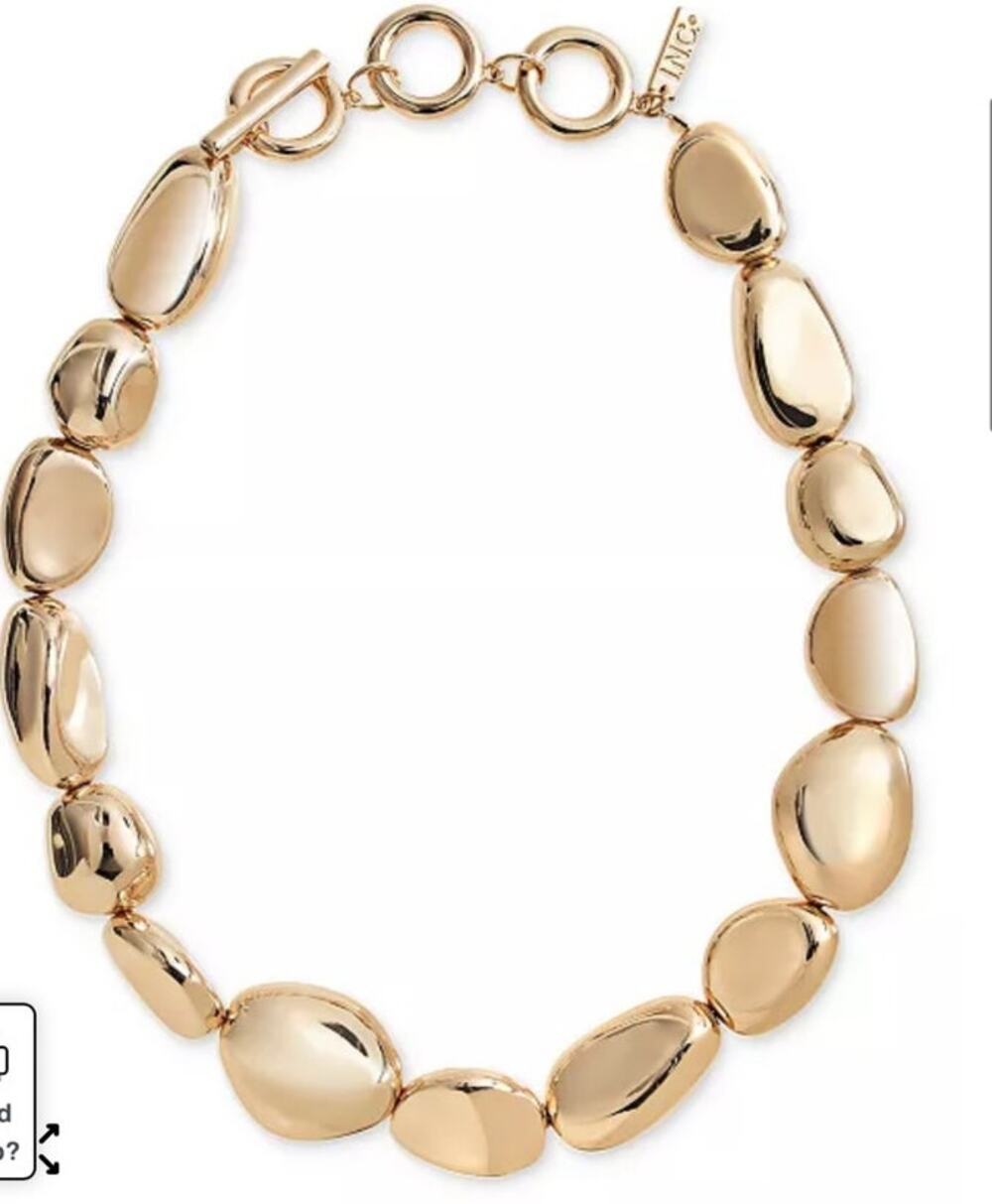 I.N.C. International Concepts NEW Gold Tone Sculptural Bead 19 1/2" Necklace NWT